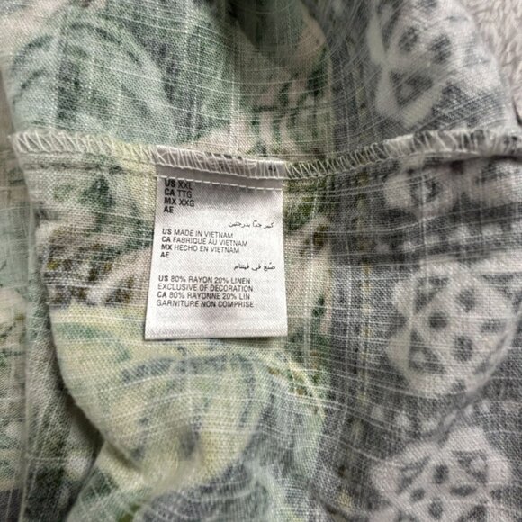 JM Collection Womens Tropic Retreat Palm Print Linen Blend Blouse Top XXL New - Picture 4 of 10